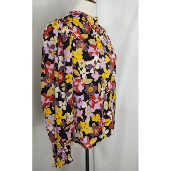 Who What Wear Top L Floral Long Sleeve High Neck Garden - Picture 5 of 8